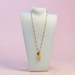 New! Plunder Design Gold Tone Toggle Pendant Necklace Oval Disc